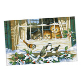 Maxbell Stamped Cross Stitch Kits 11CT Aida Cloth DIY Needle Crafts Lovely Life -- Cute Kitten & Bird Pattern