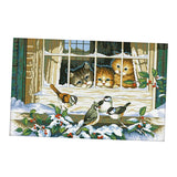 Maxbell Stamped Cross Stitch Kits 11CT Aida Cloth DIY Needle Crafts Lovely Life -- Cute Kitten & Bird Pattern