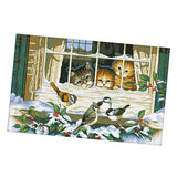 Maxbell Stamped Cross Stitch Kits 11CT Aida Cloth DIY Needle Crafts Lovely Life -- Cute Kitten & Bird Pattern