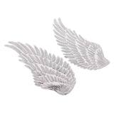 Max 3D Feather Wings Sequin Patches for Clothes Hats Embroidery Iron on Silver