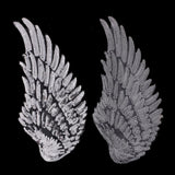 Max 3D Feather Wings Sequin Patches for Clothes Hats Embroidery Iron on Silver