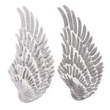 Max 3D Feather Wings Sequin Patches for Clothes Hats Embroidery Iron on Silver