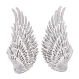 Max 3D Feather Wings Sequin Patches for Clothes Hats Embroidery Iron on Silver