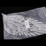 Max 3D Feather Wings Sequin Patches for Clothes Hats Embroidery Iron on Silver