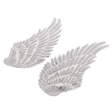 Max 3D Feather Wings Sequin Patches for Clothes Hats Embroidery Iron on Silver