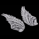 Max 3D Feather Wings Sequin Patches for Clothes Hats Embroidery Iron on Silver