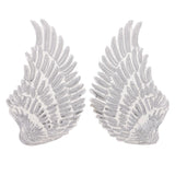 Max 3D Feather Wings Sequin Patches for Clothes Hats Embroidery Iron on Silver