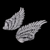 Max 3D Feather Wings Sequin Patches for Clothes Hats Embroidery Iron on Silver