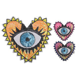 Max Large Love Heart Sequins Embroidered Iron On Patches for Clothes Bags Blue