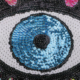 Max Large Love Heart Sequins Embroidered Iron On Patches for Clothes Bags Blue