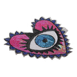 Max Large Love Heart Sequins Embroidered Iron On Patches for Clothes Bags Blue