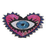 Max Large Love Heart Sequins Embroidered Iron On Patches for Clothes Bags Blue