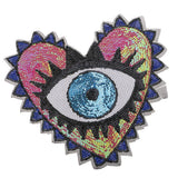 Max Large Love Heart Sequins Embroidered Iron On Patches for Clothes Bags Blue
