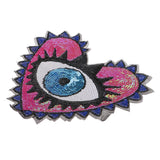 Max Large Love Heart Sequins Embroidered Iron On Patches for Clothes Bags Blue