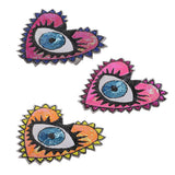 Max Large Love Heart Sequins Embroidered Iron On Patches for Clothes Bags Blue