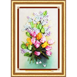 Max Ribbon Embroidery Kits DIY Tulip Flower Painting Kit Stamped Cross Stitch