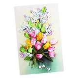 Max Ribbon Embroidery Kits DIY Tulip Flower Painting Kit Stamped Cross Stitch