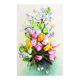 Max Ribbon Embroidery Kits DIY Tulip Flower Painting Kit Stamped Cross Stitch