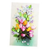 Max Ribbon Embroidery Kits DIY Tulip Flower Painting Kit Stamped Cross Stitch