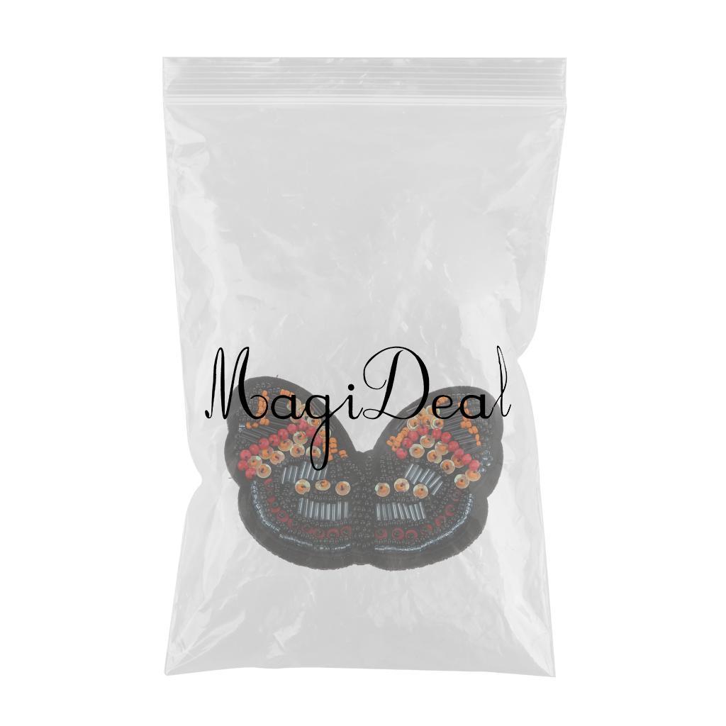 Max Embroidered Butterfly Sequin Beaded Patches Appliques DIY Craft Orange+Red
