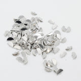 Max 100pcs Semicircular Ribbon Crimp End Clip Clamp Belt Tip Connectors Silver