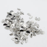 Max 100pcs Semicircular Ribbon Crimp End Clip Clamp Belt Tip Connectors Silver