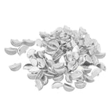 Max 100pcs Semicircular Ribbon Crimp End Clip Clamp Belt Tip Connectors Silver