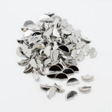 Max 100pcs Semicircular Ribbon Crimp End Clip Clamp Belt Tip Connectors Silver