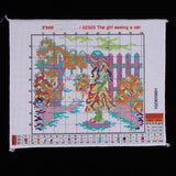 Max Girl in Garden Stamped Cross Stitch Kit DIY Handmade Needlework 26x21cm 14CT