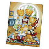 Max Handmade Ribbon Embroidery Bear Family Painting Kit Stamped Cross Stitch DIY