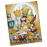 Max Handmade Ribbon Embroidery Bear Family Painting Kit Stamped Cross Stitch DIY