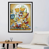 Max Handmade Ribbon Embroidery Bear Family Painting Kit Stamped Cross Stitch DIY