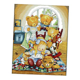 Max Handmade Ribbon Embroidery Bear Family Painting Kit Stamped Cross Stitch DIY
