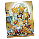 Max Handmade Ribbon Embroidery Bear Family Painting Kit Stamped Cross Stitch DIY
