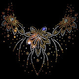 Max Neckline Trim Rhinestones Heat Transfer Iron on Motif Applique 2