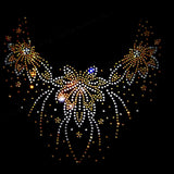 Max Neckline Trim Rhinestones Heat Transfer Iron on Motif Applique 2