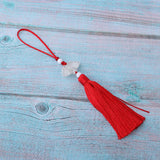 Max Handmade Silk Bookmark Tassel Trim Craft Pendant DIY Jewelry Making Red