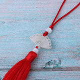 Max Handmade Silk Bookmark Tassel Trim Craft Pendant DIY Jewelry Making Red