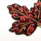 Max Beaded Sequin Maple Leaves Patches Applique for Bags Clothes Red + Yellow
