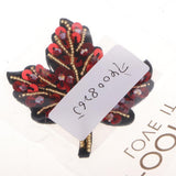 Max Beaded Sequin Maple Leaves Patches Applique for Bags Clothes Red + Yellow