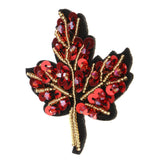 Max Beaded Sequin Maple Leaves Patches Applique for Bags Clothes Red + Yellow