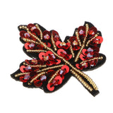 Max Beaded Sequin Maple Leaves Patches Applique for Bags Clothes Red + Yellow