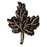Max Beaded Sequin Maple Leaves Patches Applique for Bags Clothes Black + Yellow