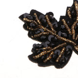 Max Beaded Sequin Maple Leaves Patches Applique for Bags Clothes Black + Yellow
