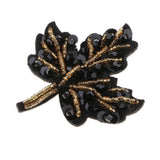 Max Beaded Sequin Maple Leaves Patches Applique for Bags Clothes Black + Yellow
