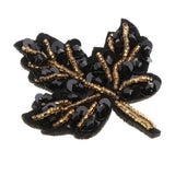 Max Beaded Sequin Maple Leaves Patches Applique for Bags Clothes Black + Yellow