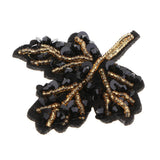 Max Beaded Sequin Maple Leaves Patches Applique for Bags Clothes Black + Yellow