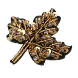 Max Beaded Sequin Maple Leaves Patches Applique for Bags Clothes Yellow + Yellow