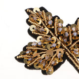 Max Beaded Sequin Maple Leaves Patches Applique for Bags Clothes Yellow + Yellow