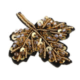 Max Beaded Sequin Maple Leaves Patches Applique for Bags Clothes Yellow + Yellow